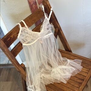 Victoria's Secret White Chemise with Ruffled Hem and Bow